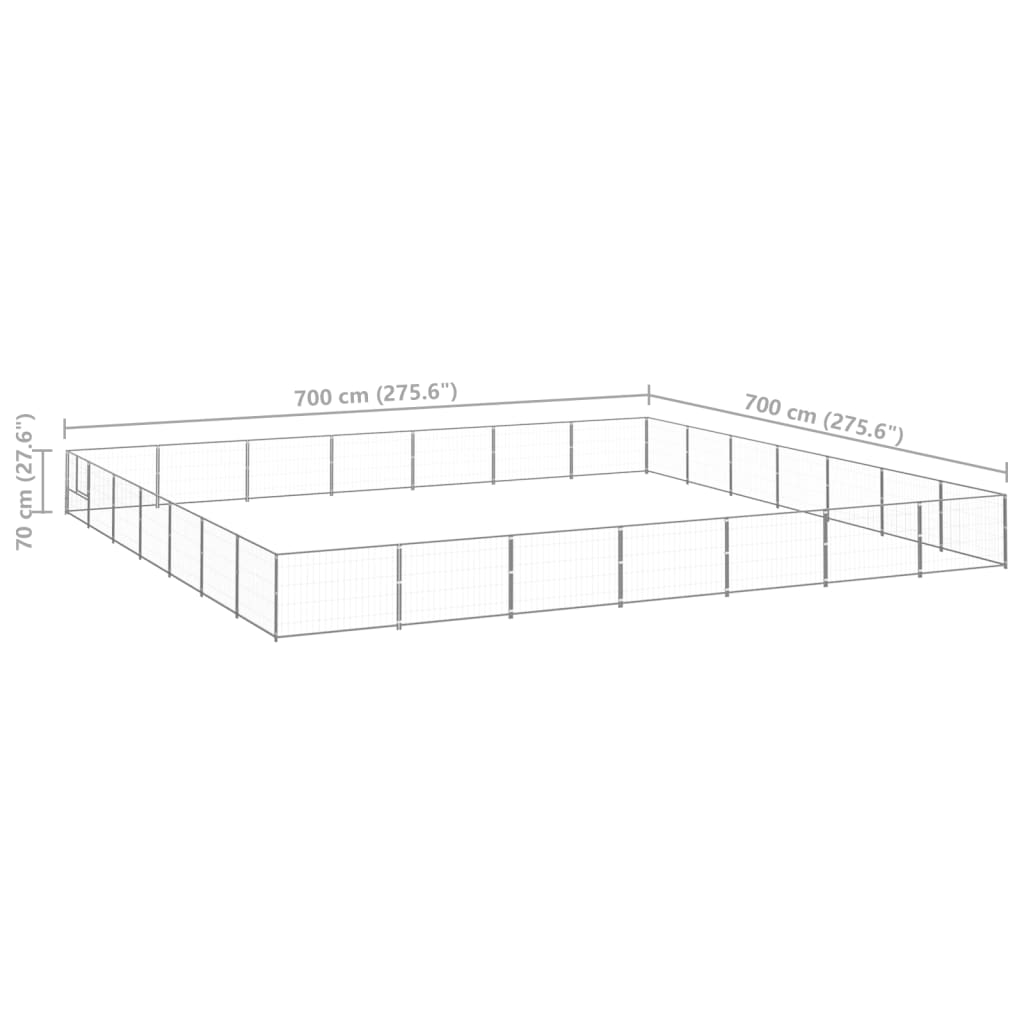 8720286664575_g_en_hd_5 vidaXL Dog Kennel Silver 49 m² Steel - Image 6