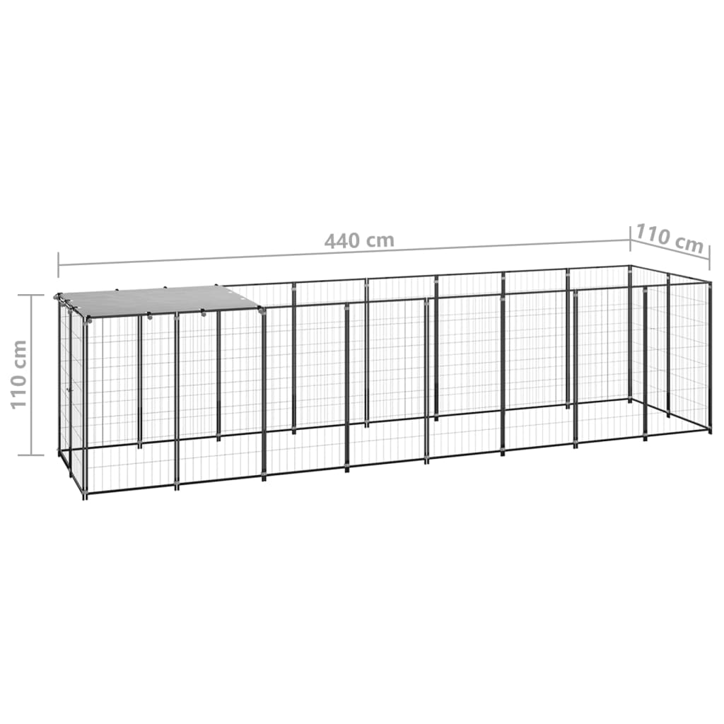 8720286664742_g_en_hd_5 vidaXL Dog Kennel Black 4.84 m² Steel - Image 6