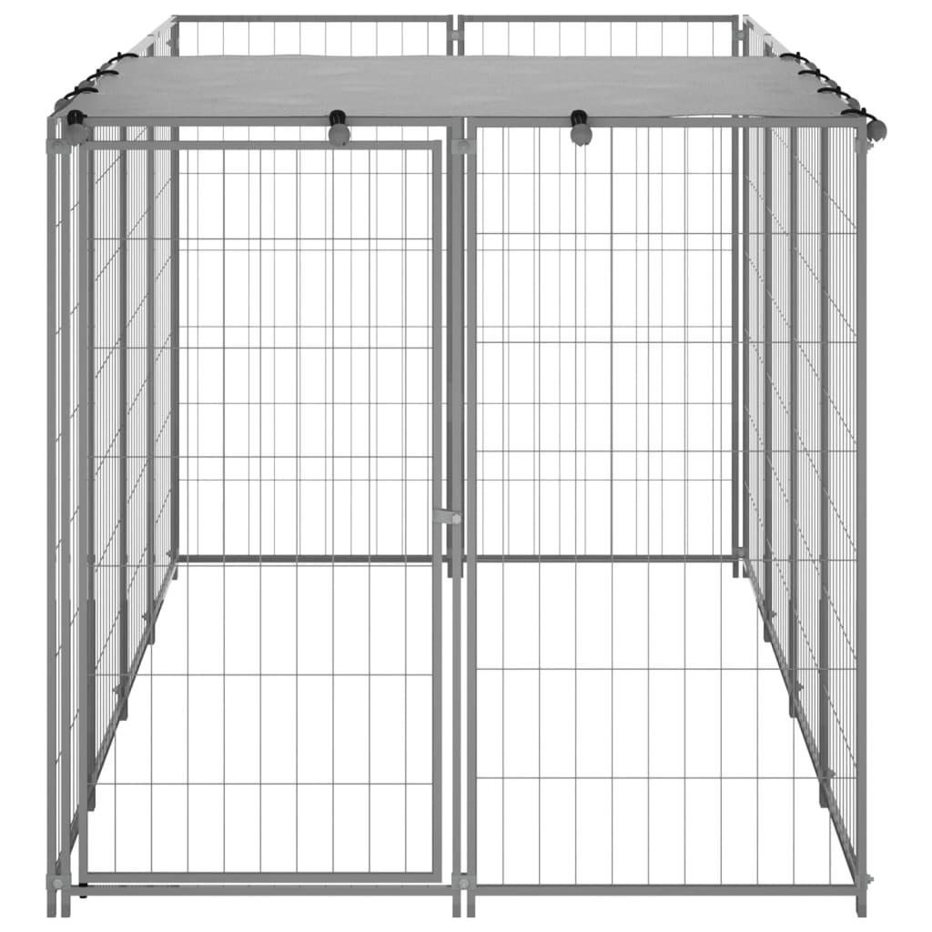 8720286664766_g_en_hd_2 vidaXL Dog Kennel Silver 2.42 m² Steel - Image 3