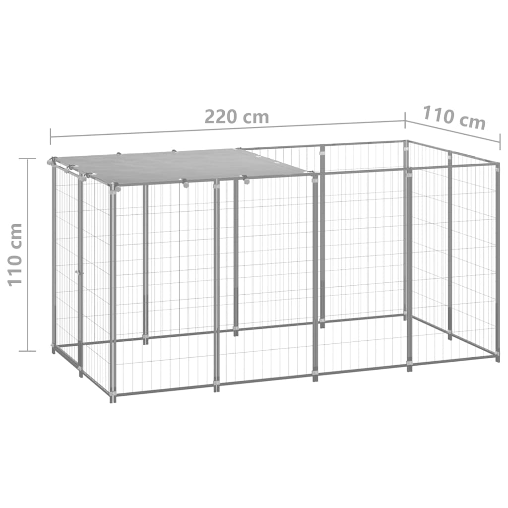8720286664766_g_en_hd_5 vidaXL Dog Kennel Silver 2.42 m² Steel - Image 6