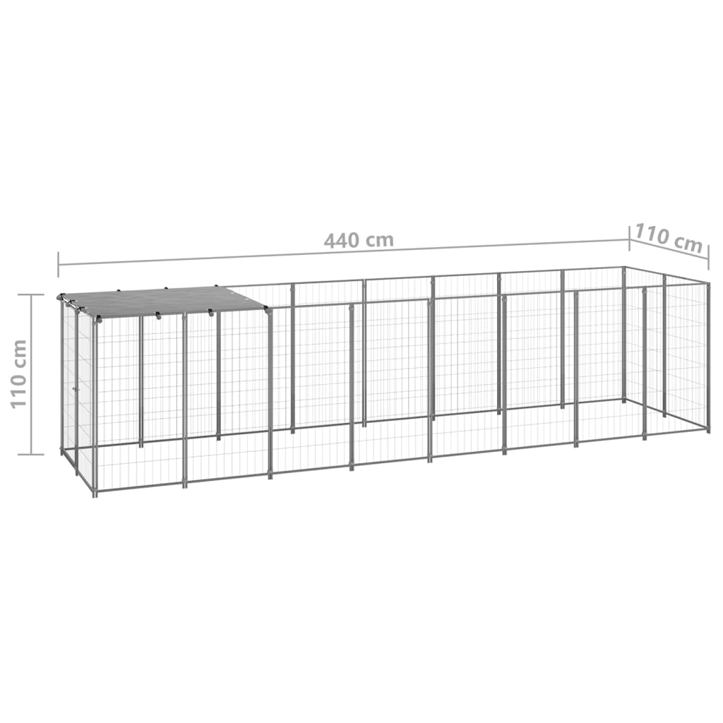 8720286664773_g_en_hd_5 vidaXL Dog Kennel Silver 4.84 m² Steel - Image 6
