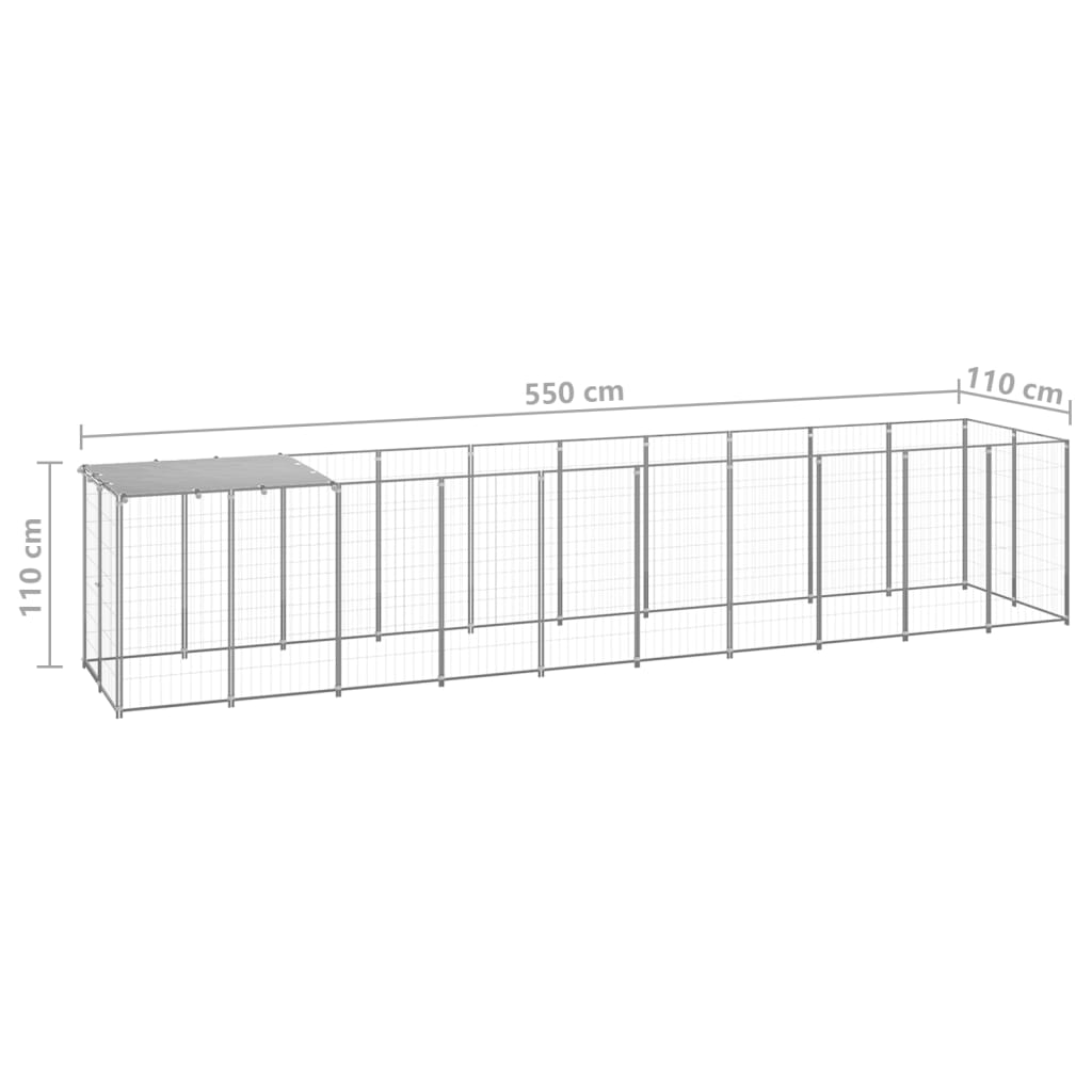 8720286664780_g_en_hd_5 vidaXL Dog Kennel Silver 6.05 m² Steel - Image 6