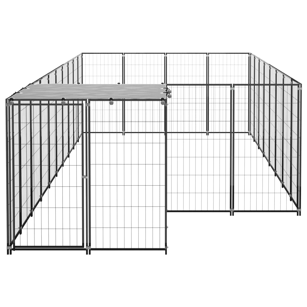 8720286664810_g_en_hd_2 vidaXL Dog Kennel Black 10.89 m² Steel - Image 3