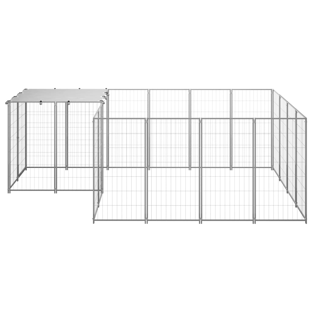 8720286664827_g_en_hd_1 vidaXL Dog Kennel Silver 6.05 m² Steel - Image 2