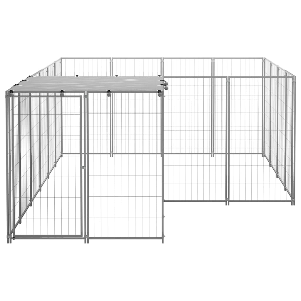 8720286664827_g_en_hd_2 vidaXL Dog Kennel Silver 6.05 m² Steel - Image 3