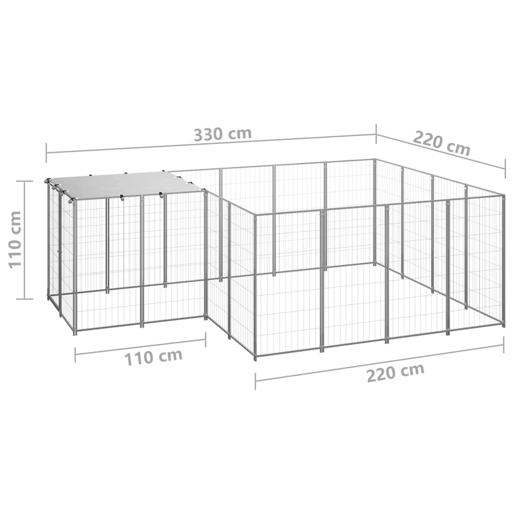 8720286664827_g_en_hd_5 vidaXL Dog Kennel Silver 6.05 m² Steel - Image 6