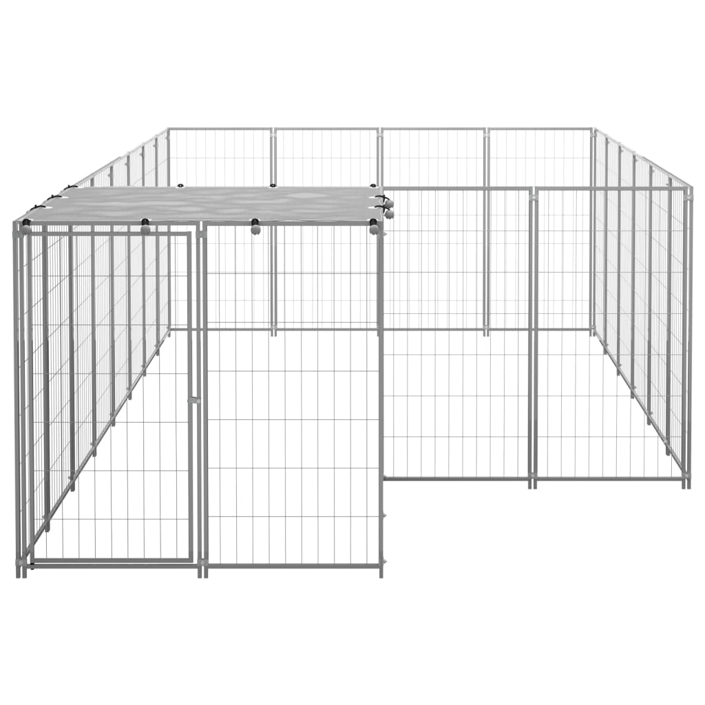 8720286664834_g_en_hd_2 vidaXL Dog Kennel Silver 8.47 m² Steel - Image 3