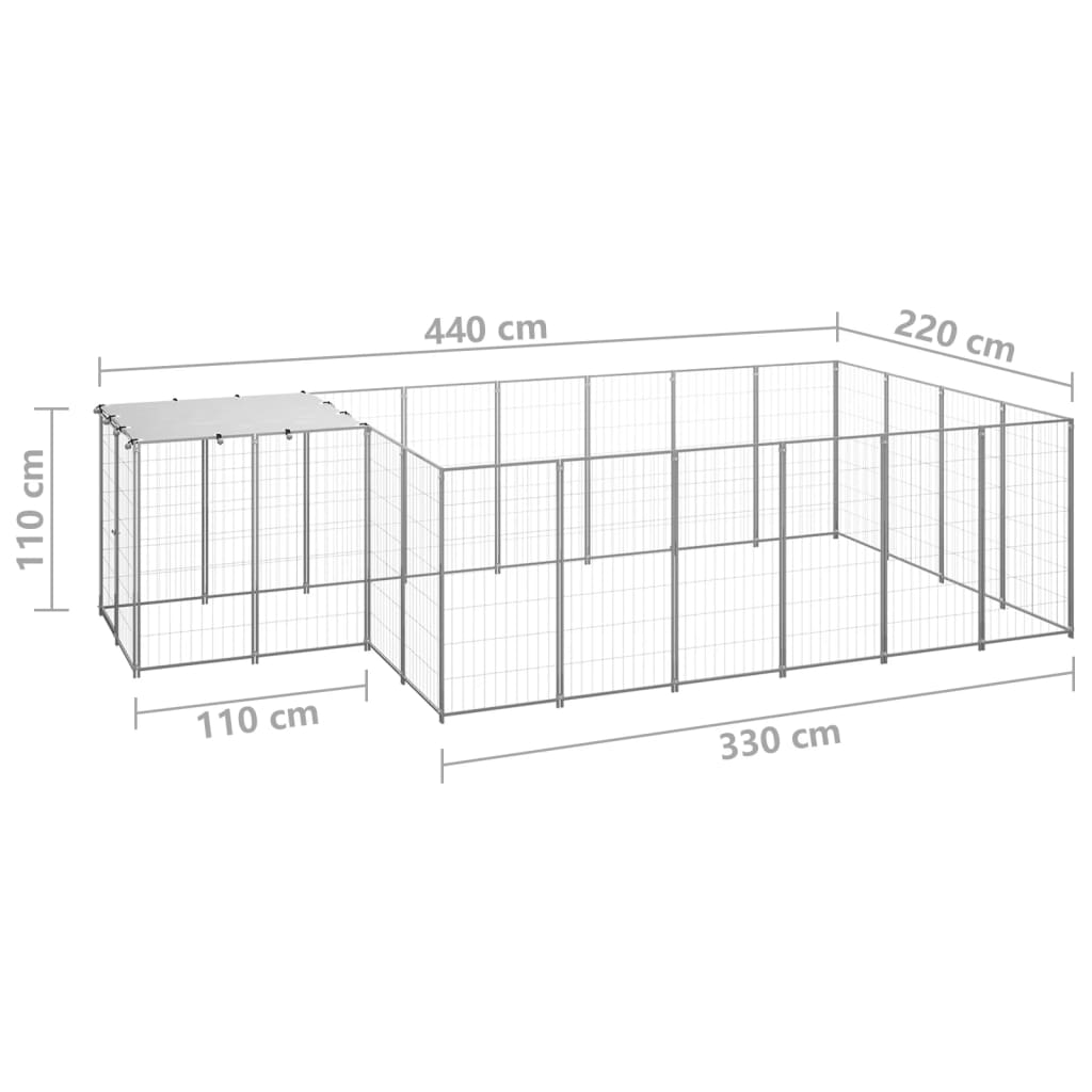 8720286664834_g_en_hd_5 vidaXL Dog Kennel Silver 8.47 m² Steel - Image 6