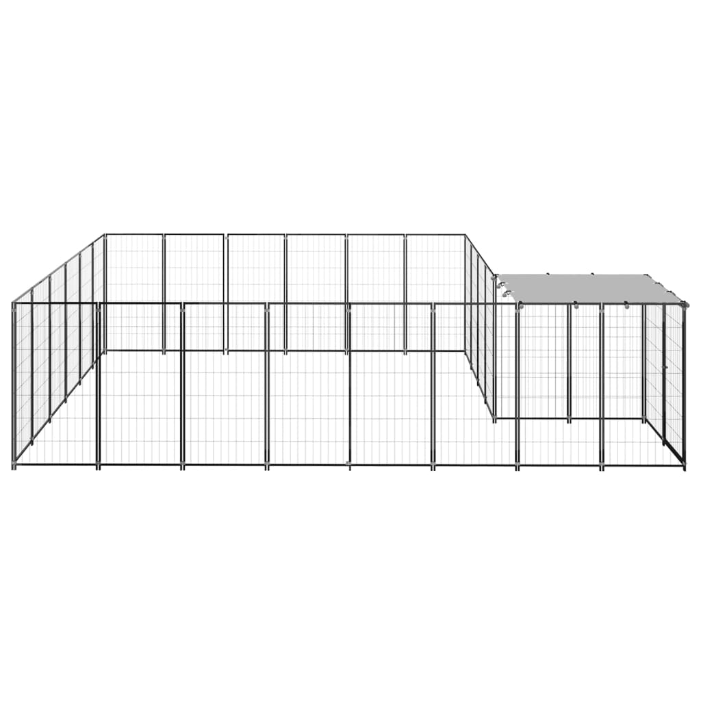 8720286664872_g_en_hd_2 vidaXL Dog Kennel Black 12.1 m² Steel - Image 3