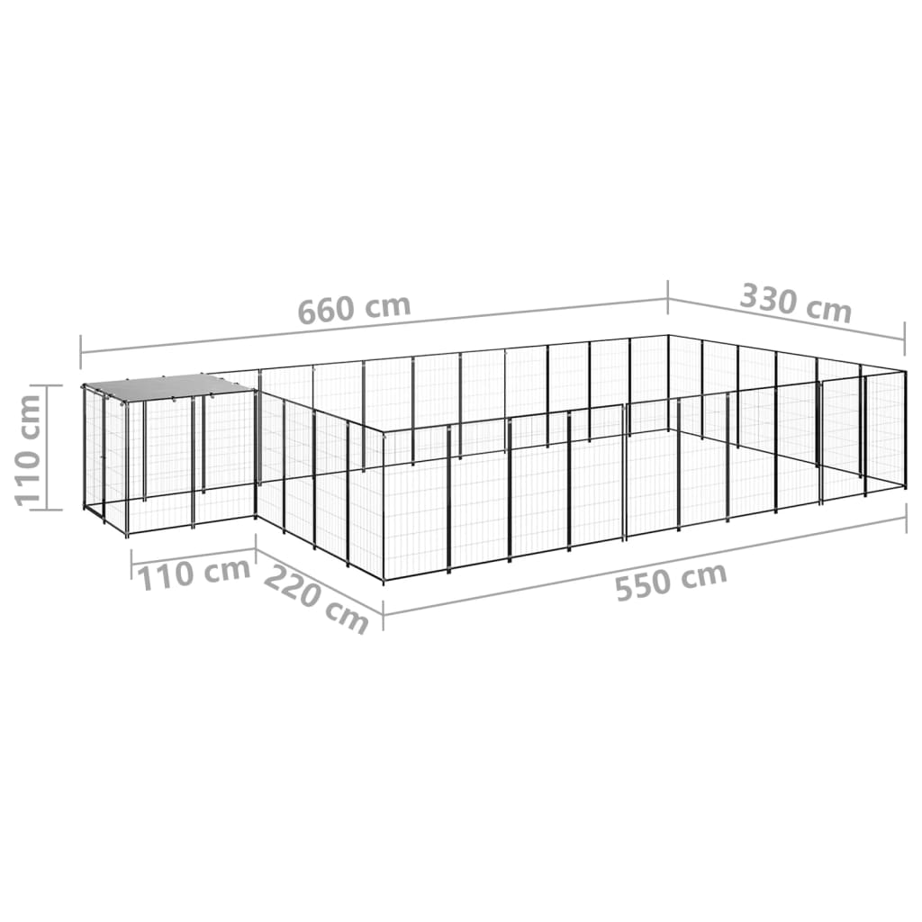 8720286664896_g_en_hd_5 vidaXL Dog Kennel Black 19.36 m² Steel - Image 6