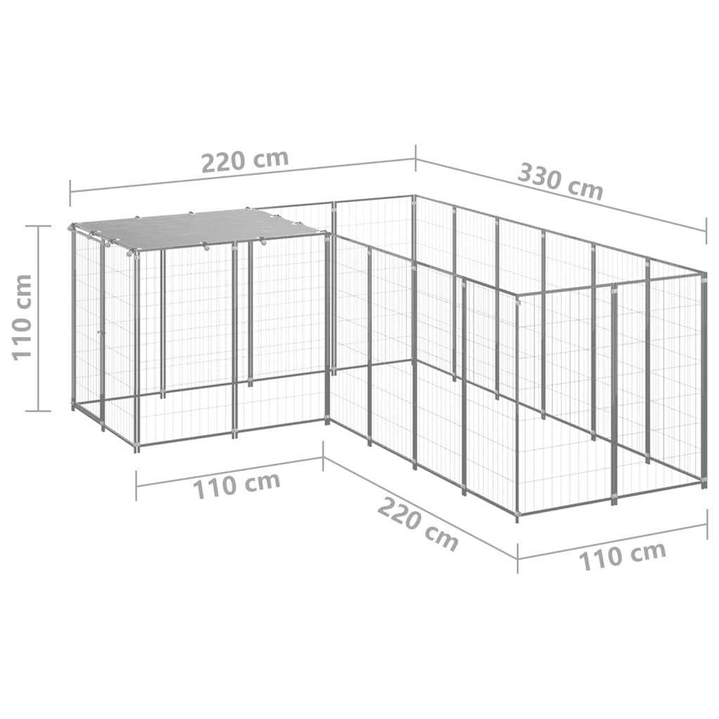 8720286664926_g_en_hd_5 vidaXL Dog Kennel Silver 4.84 m² Steel - Image 6