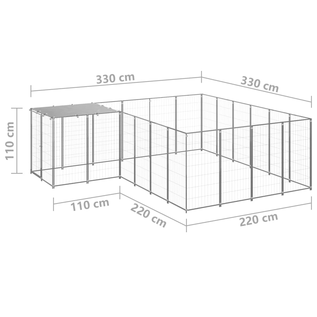 8720286664933_g_en_hd_5 vidaXL Dog Kennel Silver 8.47 m² Steel - Image 6