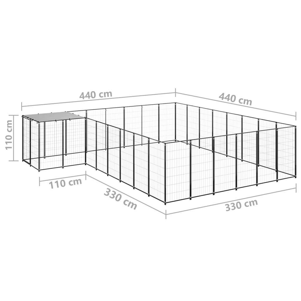 8720286665015_g_en_hd_5 vidaXL Dog Kennel Black 15.73 m² Steel - Image 6