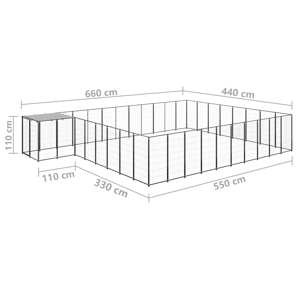 8720286665039_g_en_hd_5 vidaXL Dog Kennel Black 25.41 m² Steel - Image 6