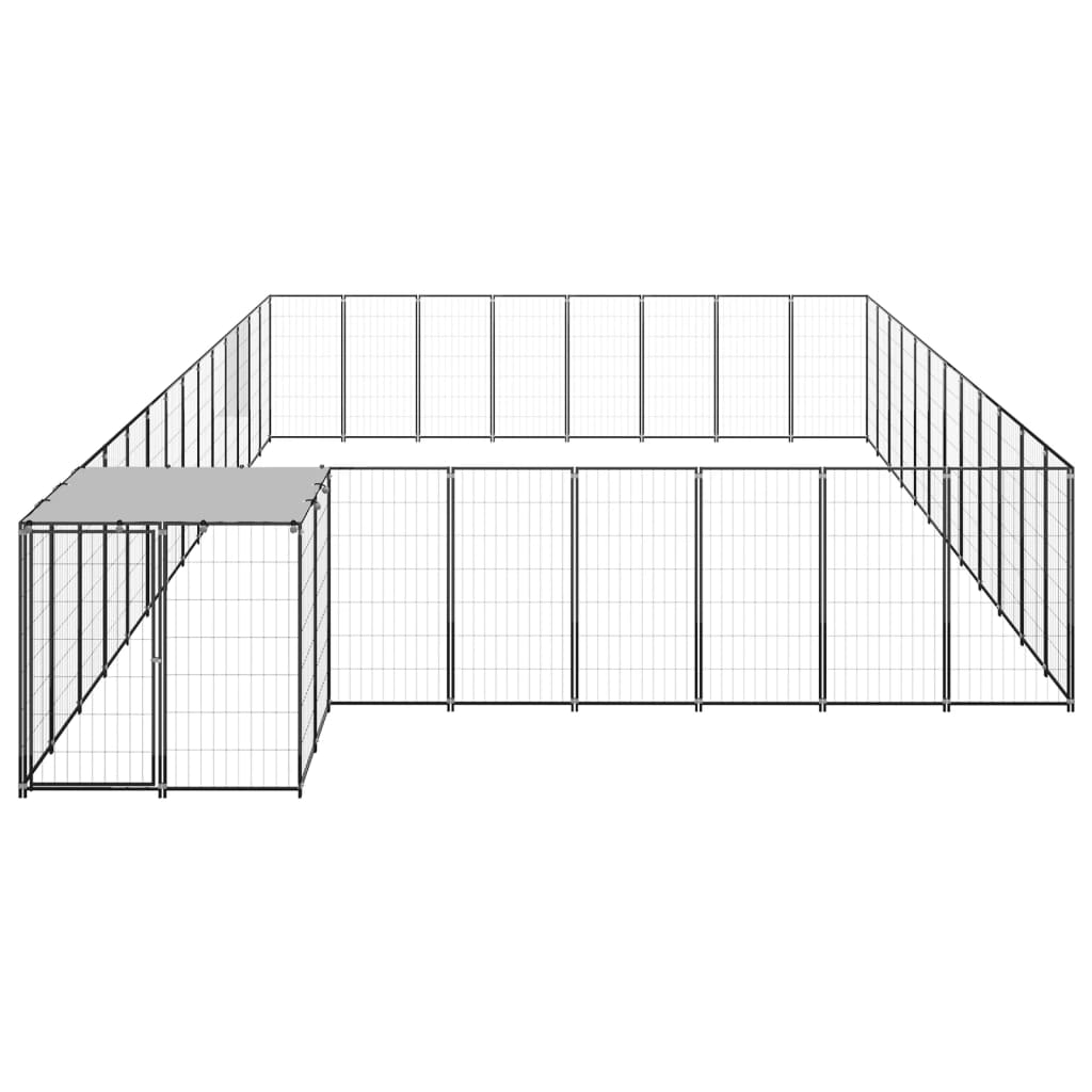 8720286665046_g_en_hd_1 vidaXL Dog Kennel Black 30.25 m² Steel - Image 2