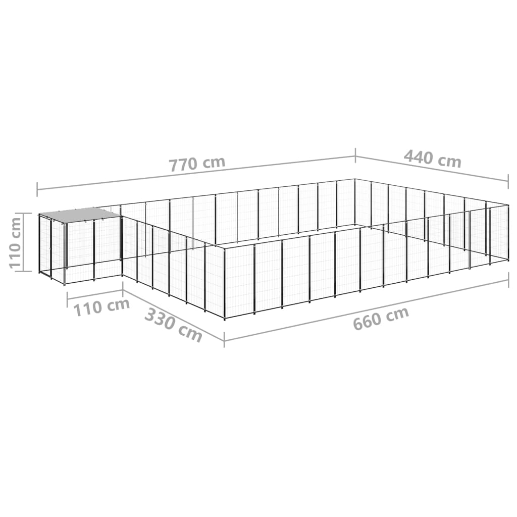 8720286665046_g_en_hd_5 vidaXL Dog Kennel Black 30.25 m² Steel - Image 6