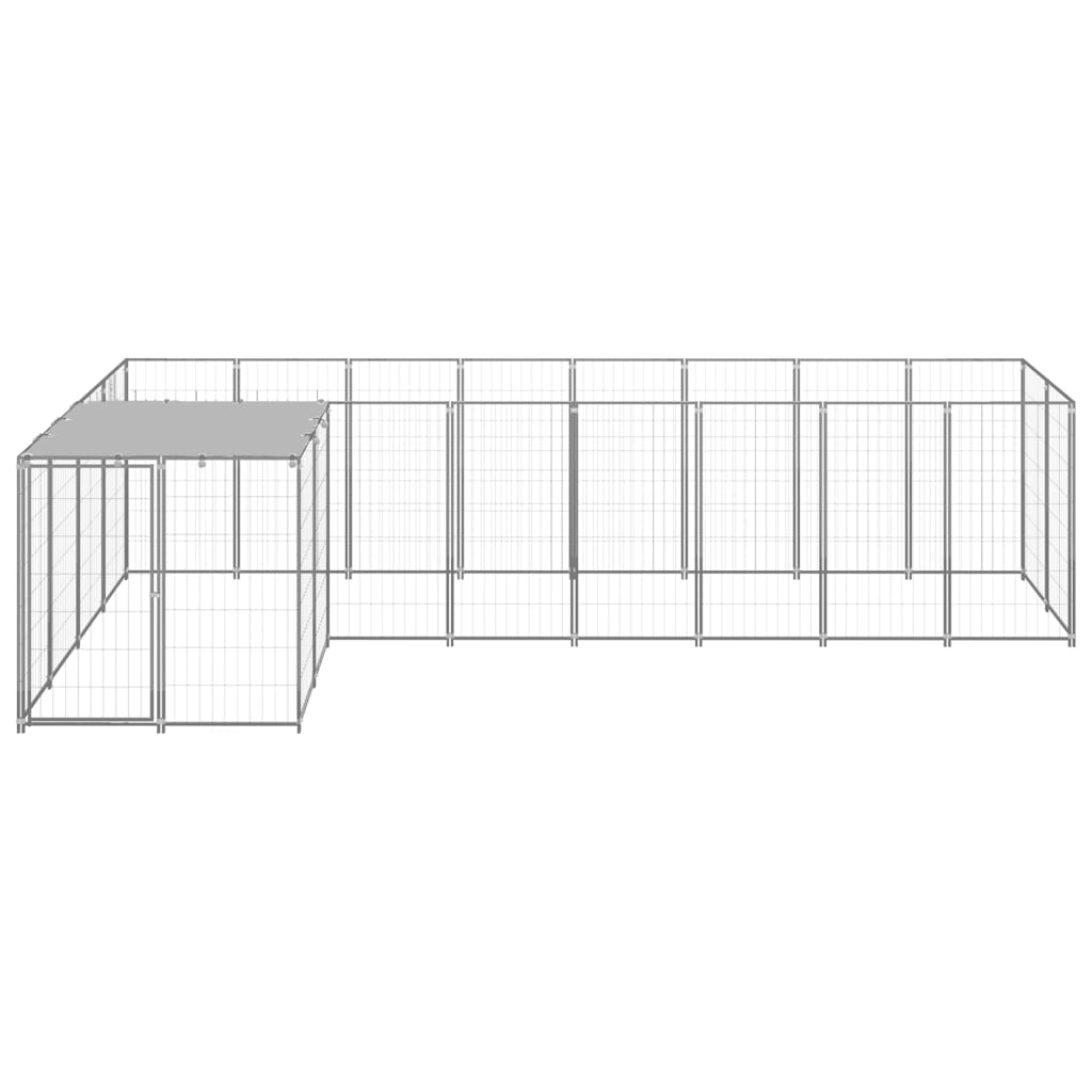 8720286665053_g_en_hd_1 vidaXL Dog Kennel Silver 6.05 m² Steel - Image 2