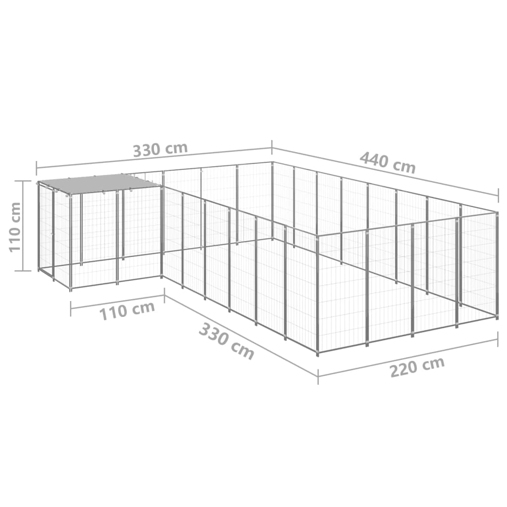 8720286665060_g_en_hd_5 vidaXL Dog Kennel Silver 10.89 m² Steel - Image 6