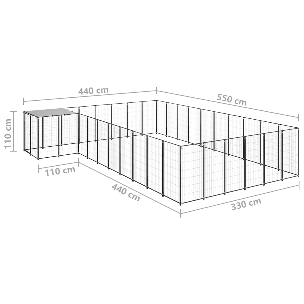 8720286665138_g_en_hd_5 vidaXL Dog Kennel Black 19.36 m² Steel - Image 6