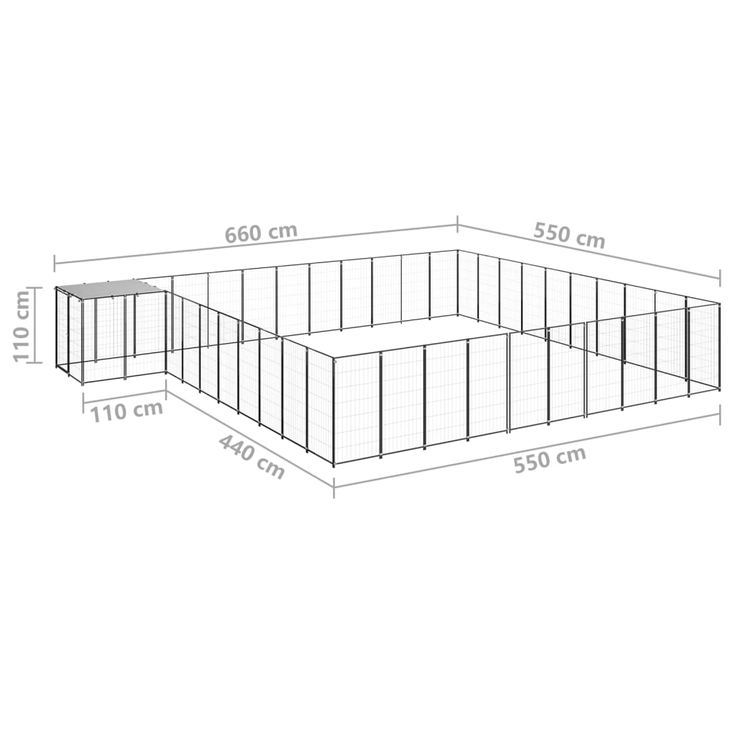 8720286665152_g_en_hd_5 vidaXL Dog Kennel Black 31.46 m² Steel - Image 6