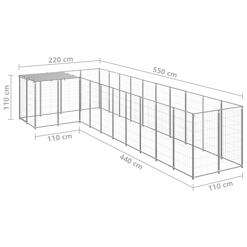 8720286665176_g_en_hd_5 vidaXL Dog Kennel Silver 7.26 m² Steel - Image 6