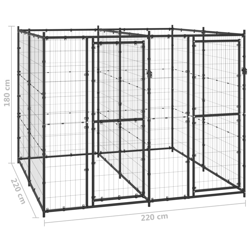 8720286665343_g_en_hd_5 vidaXL Outdoor Dog Kennel Steel 4.84 m² - Image 6
