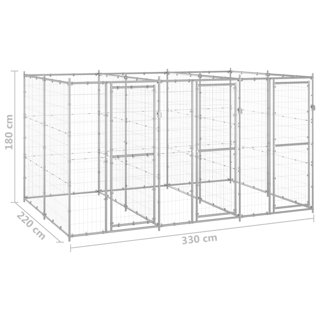 8720286665572_g_en_hd_5 vidaXL Outdoor Dog Kennel Galvanised Steel 7.26 m² - Image 6