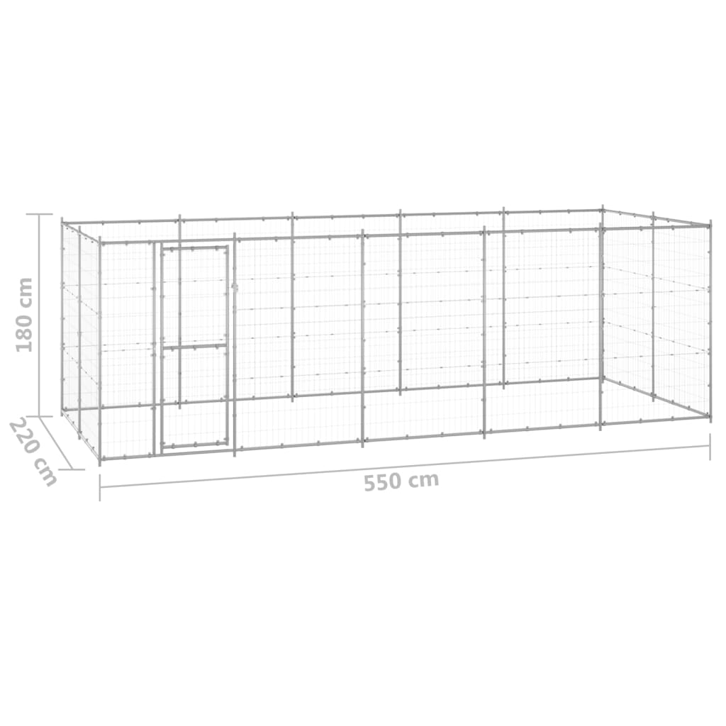 8720286665831_g_en_hd_5 vidaXL Outdoor Dog Kennel Galvanised Steel 12.1 m² - Image 6
