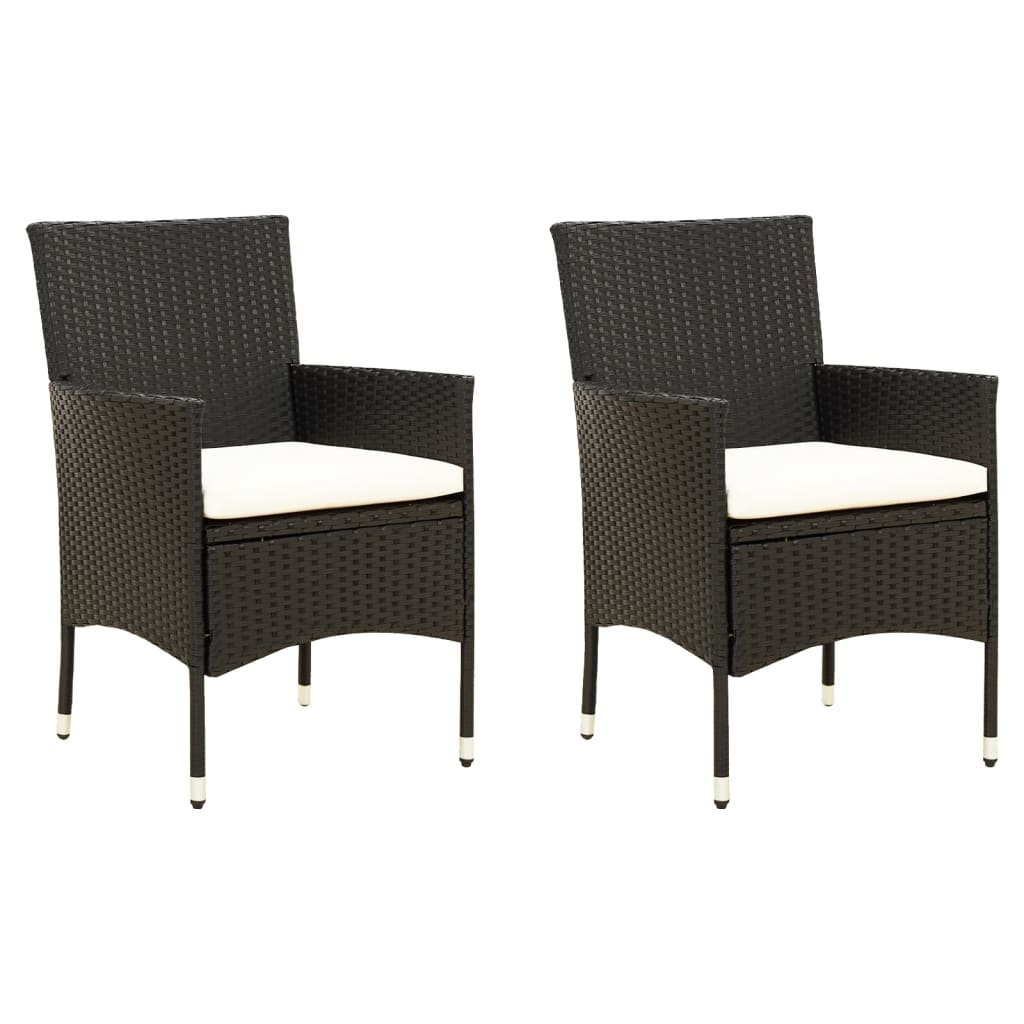 vidaXL Garden Chairs with Cushions 2 pcs Poly Rattan Black