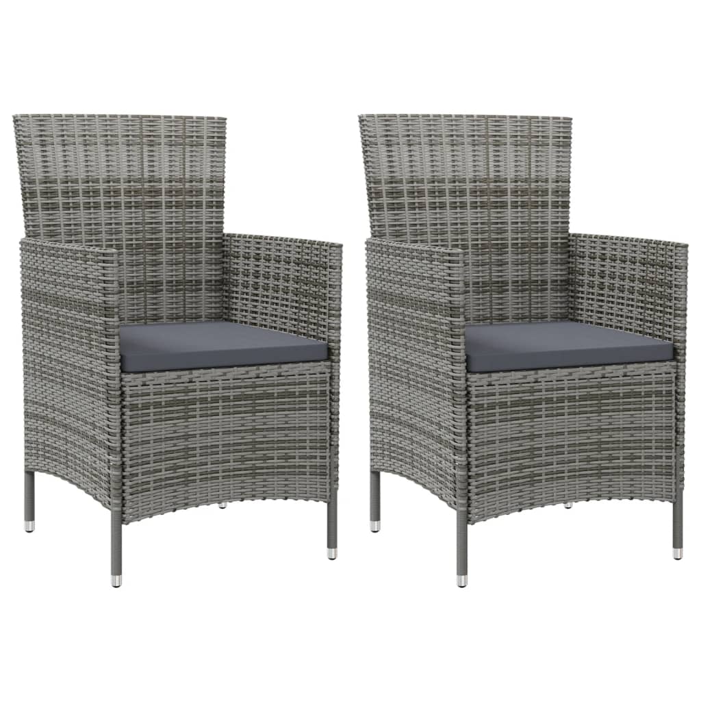 vidaXL Garden Chairs with Cushions 2 pcs Poly Rattan Grey