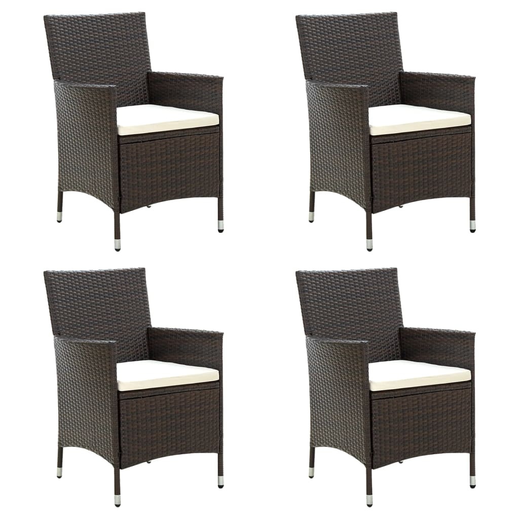 vidaXL Garden Chairs with Cushions 4 pcs Poly Rattan Brown