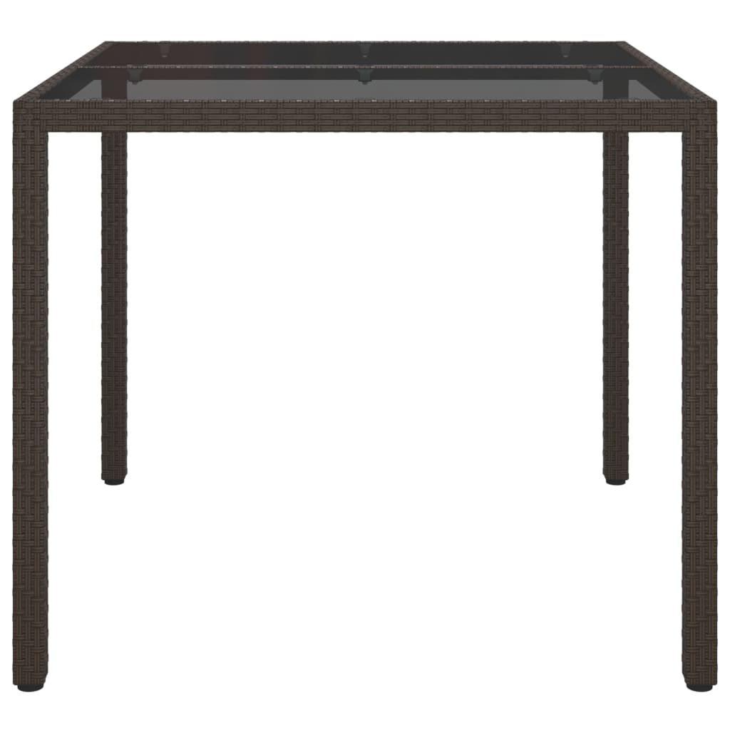 8720286666333_g_en_hd_2 vidaXL Garden Table 90x90x75 cm Tempered Glass and Poly Rattan Brown - Image 4