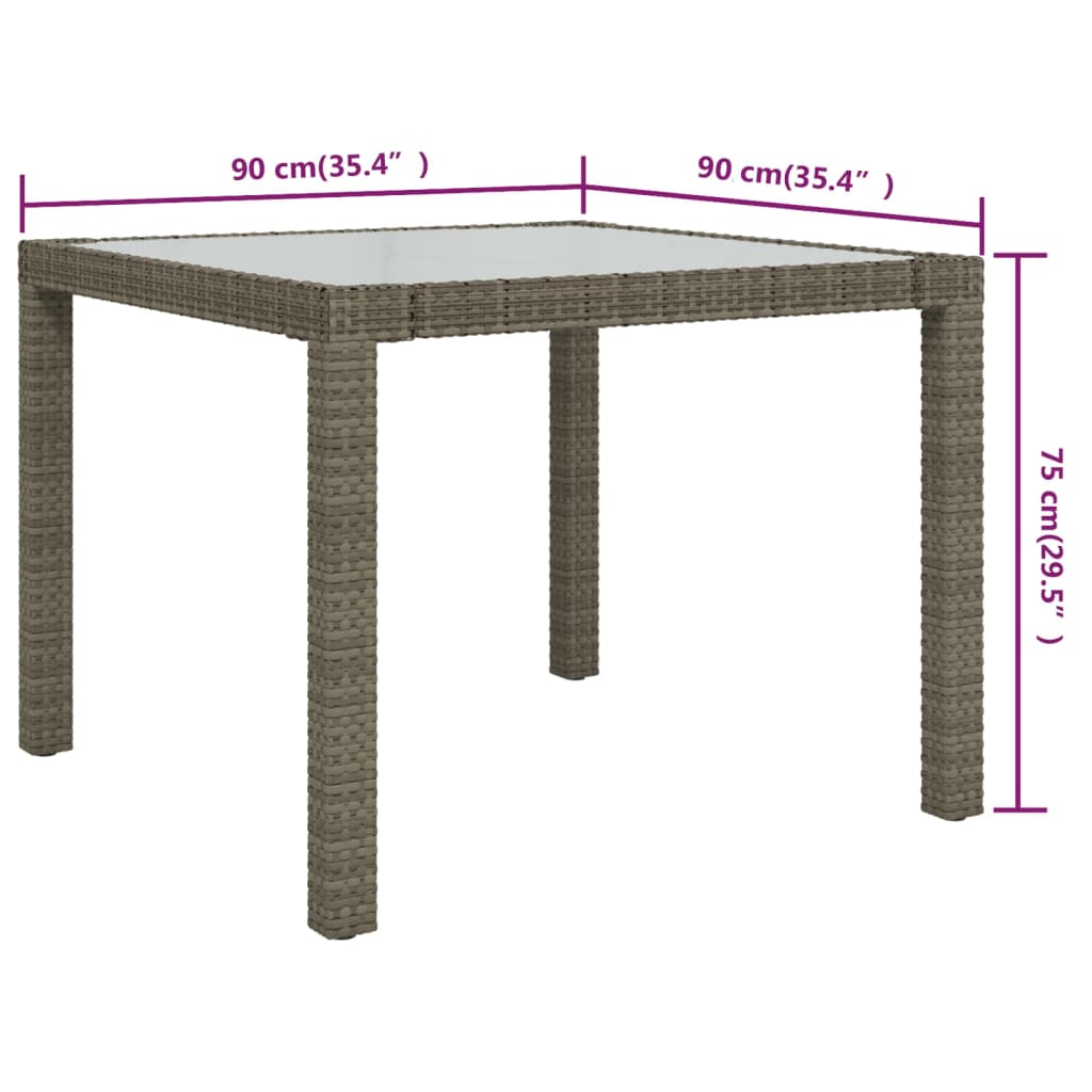 8720286666364_g_en_hd_3 vidaXL Garden Table 90x90x75 cm Tempered Glass and Poly Rattan Grey - Image 5