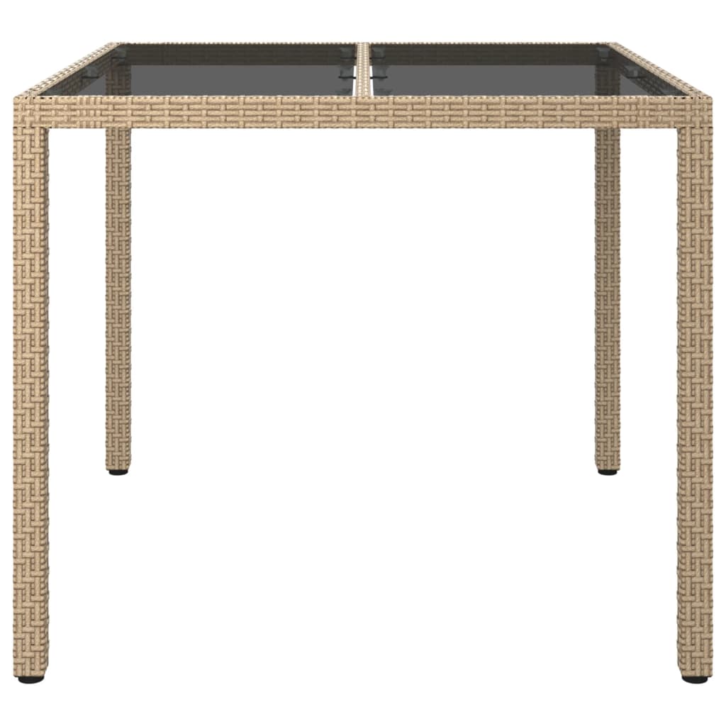 8720286666395_g_en_hd_1 vidaXL Garden Table 90x90x75 cm Tempered Glass and Poly Rattan Beige - Image 3