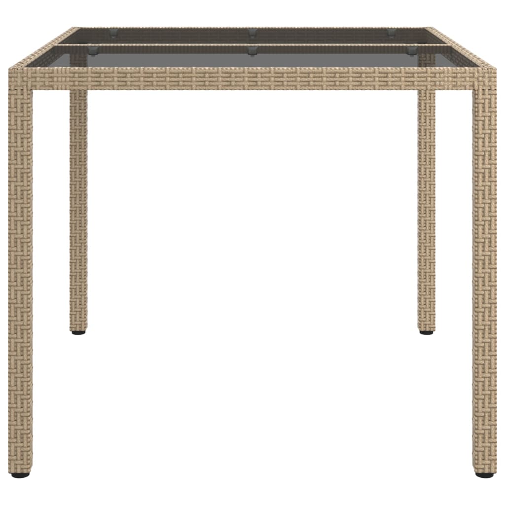 8720286666395_g_en_hd_2 vidaXL Garden Table 90x90x75 cm Tempered Glass and Poly Rattan Beige - Image 4