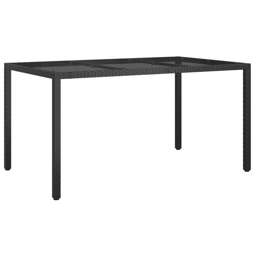 8720286666425_a_en_hd_1 vidaXL Garden Table 150x90x75 cm Tempered Glass and Poly Rattan Black - Image 2