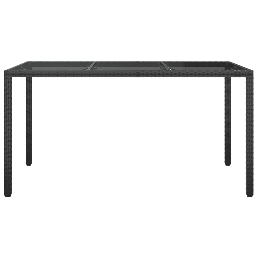 8720286666425_g_en_hd_1 vidaXL Garden Table 150x90x75 cm Tempered Glass and Poly Rattan Black - Image 3