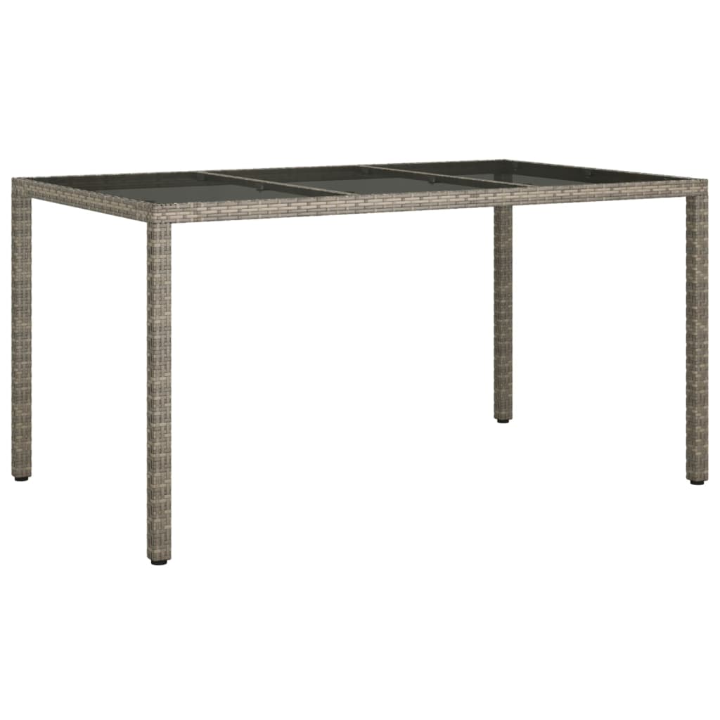 8720286666449_a_en_hd_1 vidaXL Garden Table 150x90x75 cm Tempered Glass and Poly Rattan Grey - Image 2