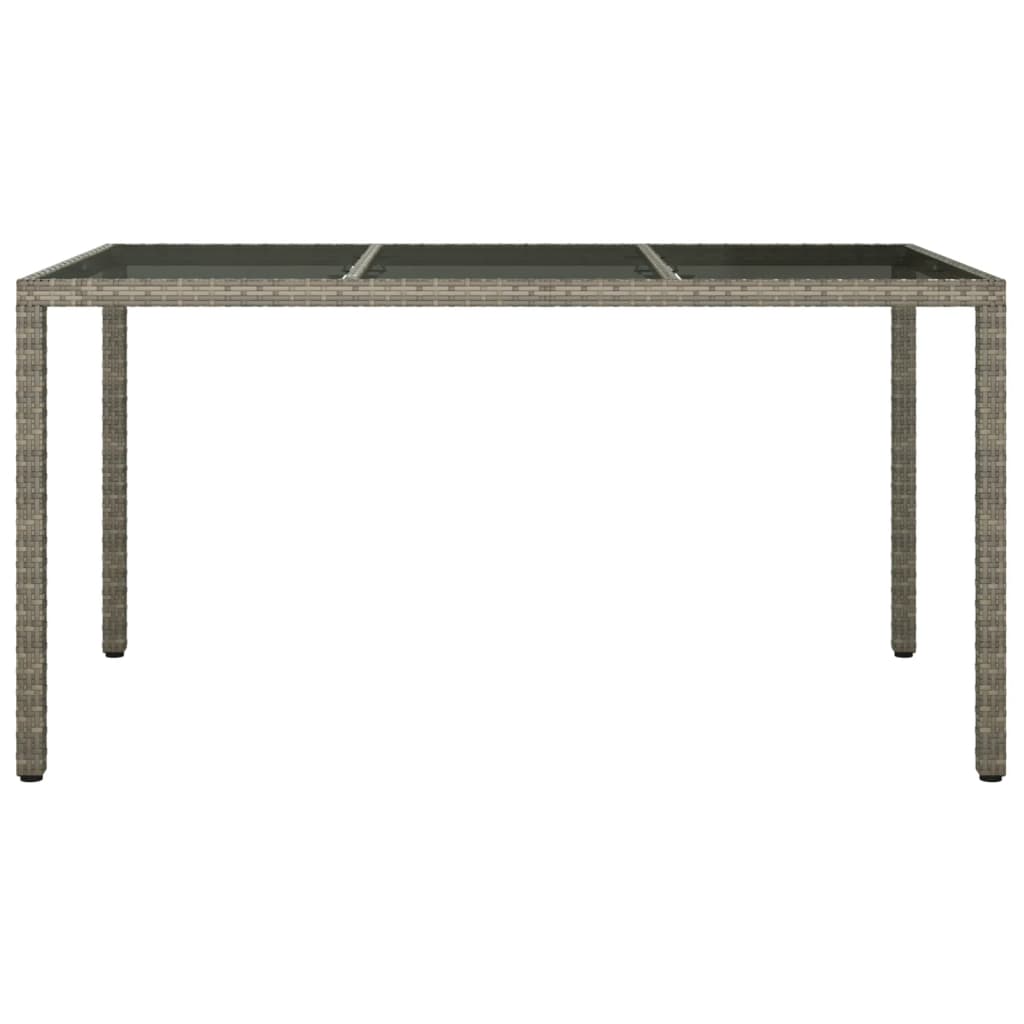 8720286666449_g_en_hd_1 vidaXL Garden Table 150x90x75 cm Tempered Glass and Poly Rattan Grey - Image 3