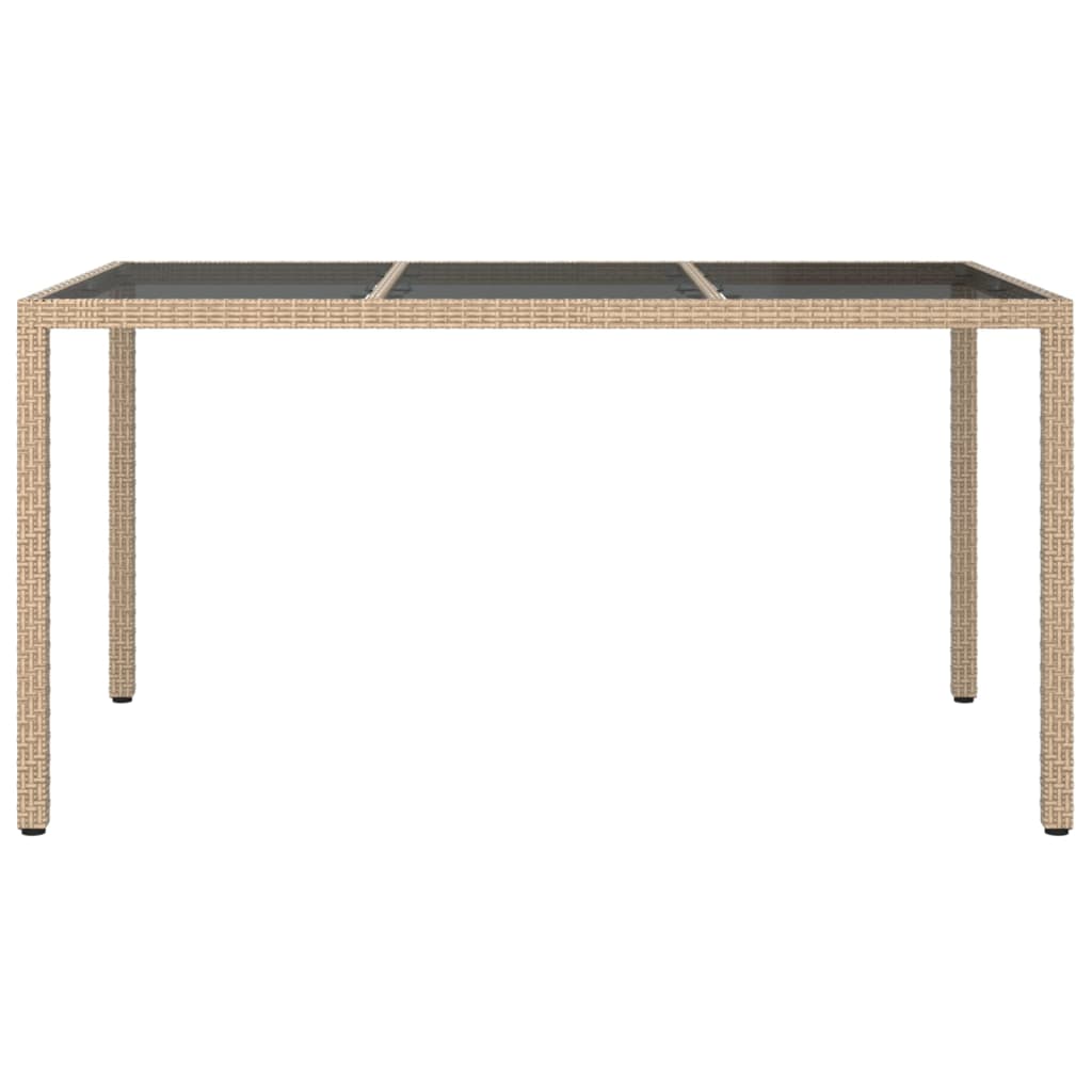 8720286666463_g_en_hd_1 vidaXL Garden Table 150x90x75 cm Tempered Glass and Poly Rattan Beige - Image 3