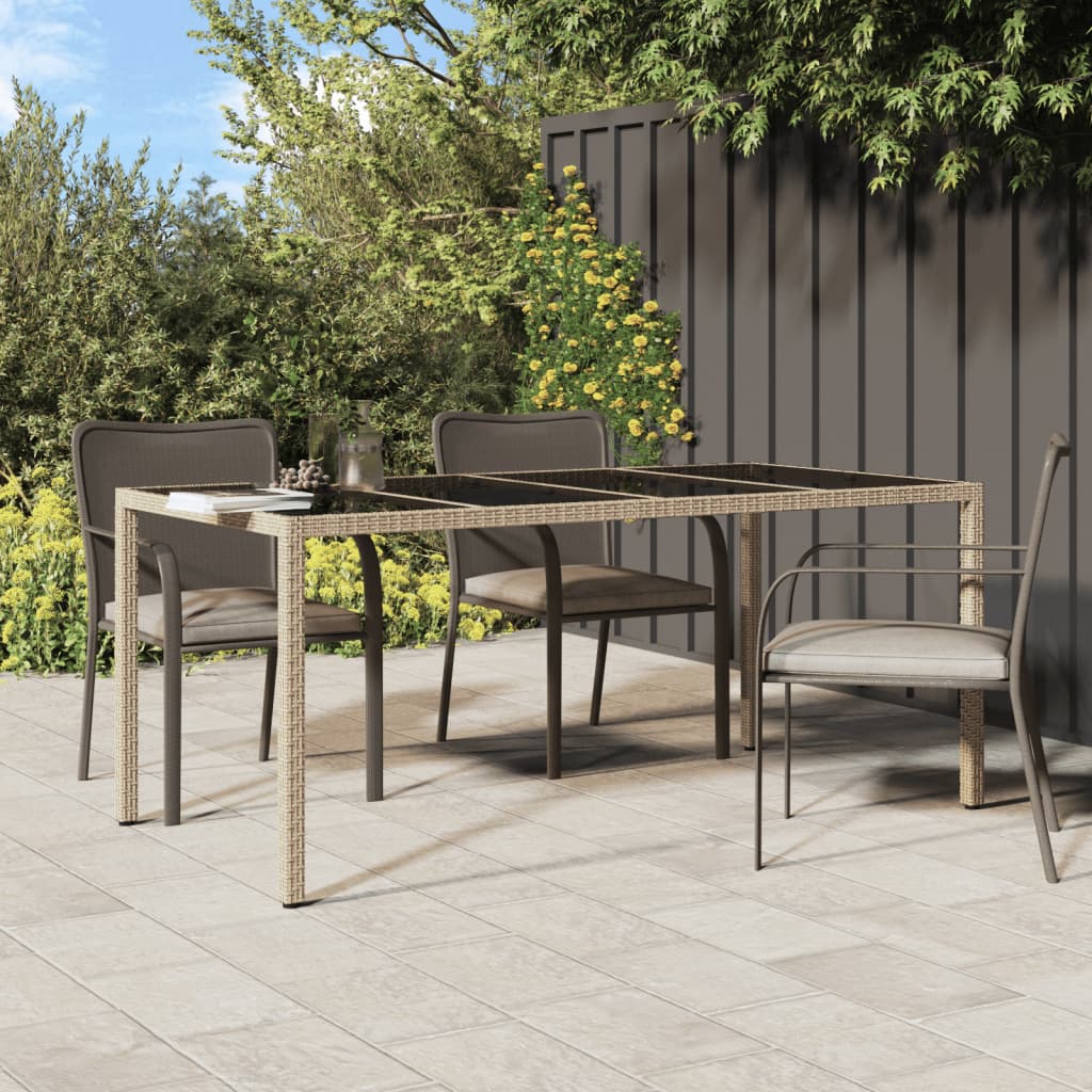 8720286666531_m_en_hd_1 vidaXL Garden Table Beige 190x90x75 cm Tempered Glass and Poly Rattan - Image 1