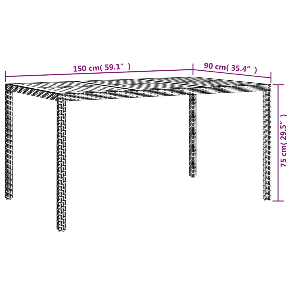 8720286666579_g_en_hd_4 vidaXL Garden Table 150x90x75 cm Poly Rattan and Acacia Wood Grey - Image 6