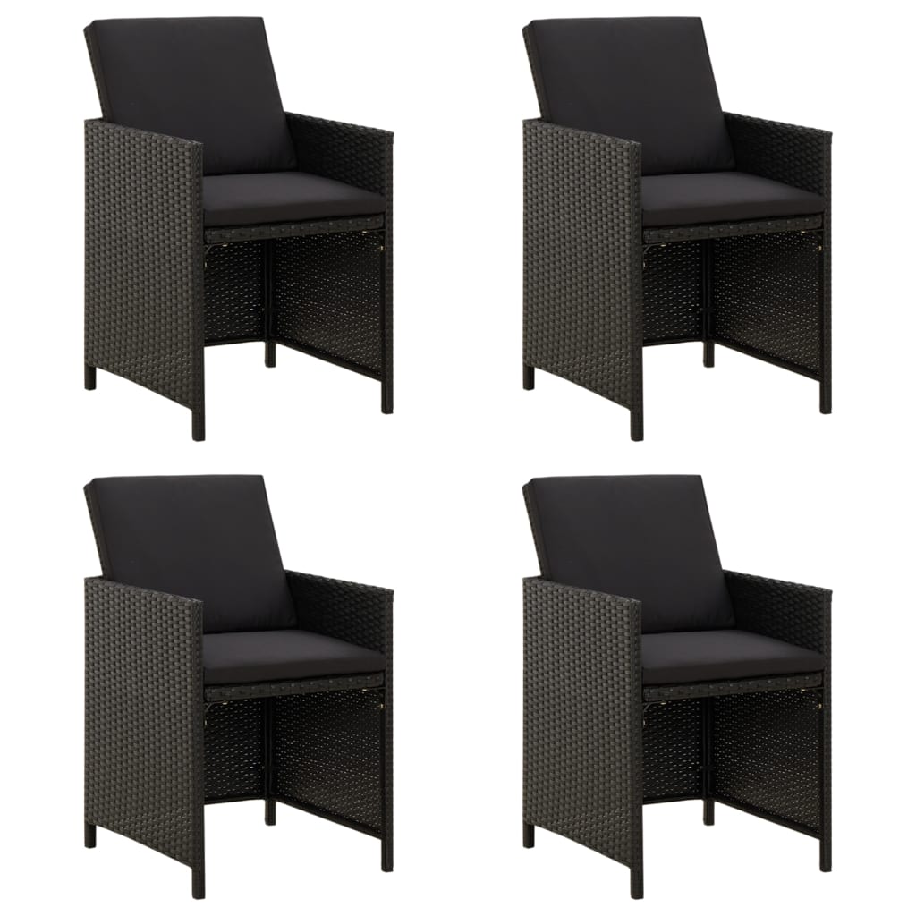 vidaXL Garden Chairs with Cushions 4 pcs Poly Rattan Black