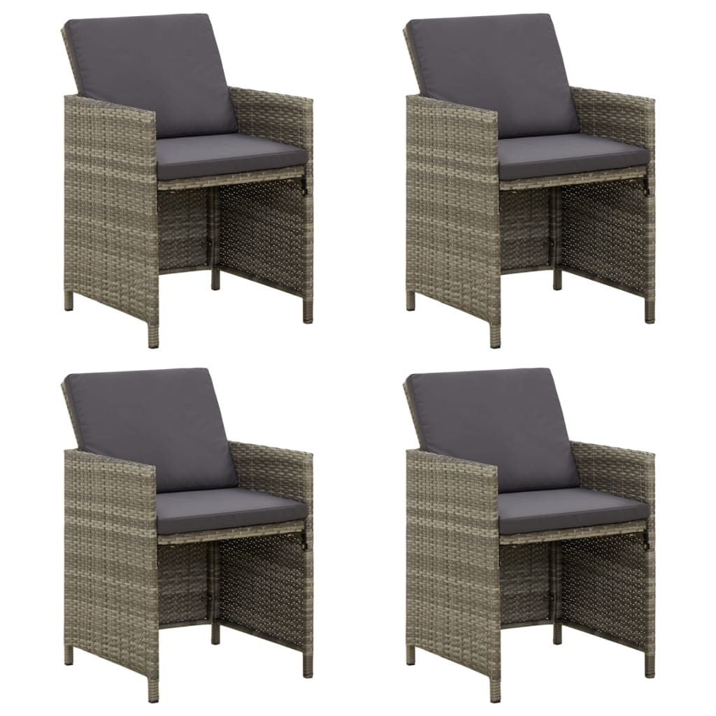 vidaXL Garden Chairs with Cushions 4 pcs Poly Rattan Grey