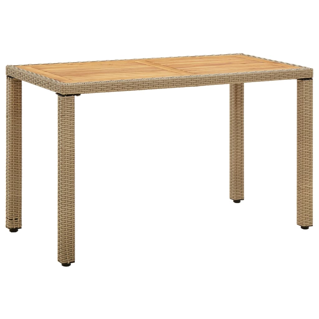 vidaXL Garden Table Beige 123x60x74 cm Poly Rattan&Solid Wood Acacia