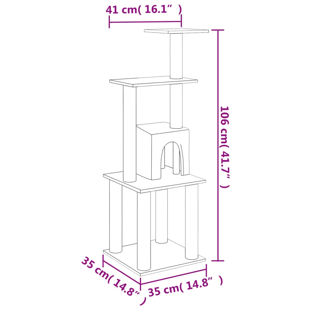 8720286669242_g_en_hd_4 vidaXL Cat Tree with Sisal Scratching Posts Cream 105 cm - Image 6