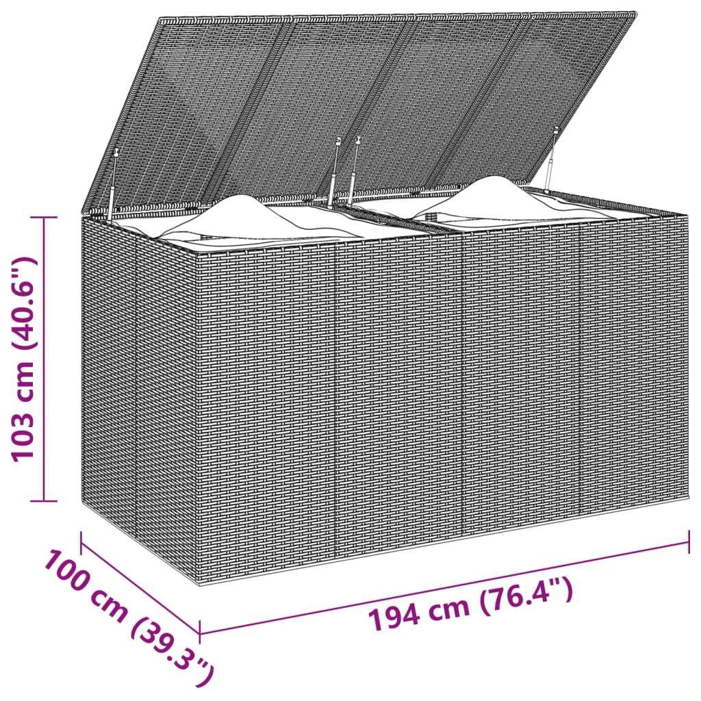 8720286669419_g_en_hd_4 vidaXL Garden Cushion Box PE Rattan 194x100x103 cm Grey - Image 5
