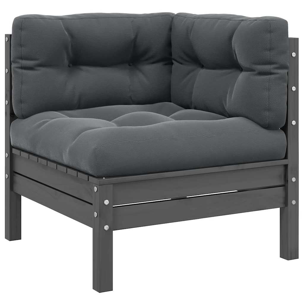 8720286670620_a_en_hd_1 vidaXL Garden Corner Sofa with Anthracite Cushions Grey Solid Pinewood - Image 1