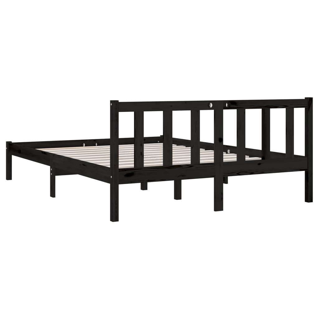 8720286671689_g_en_hd_4 vidaXL Bed Frame without Mattress Black Solid Wood Pine 150x200 cm - Image 6