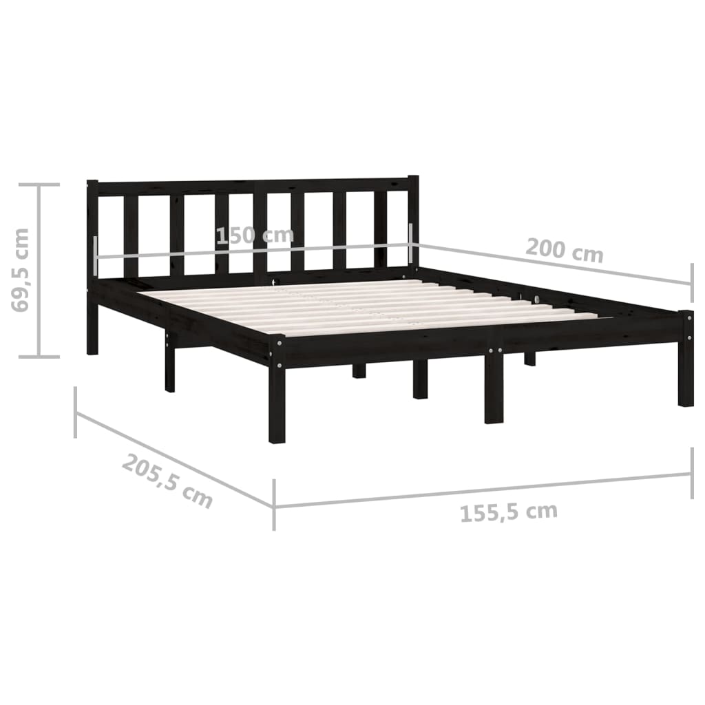8720286671689_g_en_hd_7 vidaXL Bed Frame without Mattress Black Solid Wood Pine 150x200 cm - Image 9